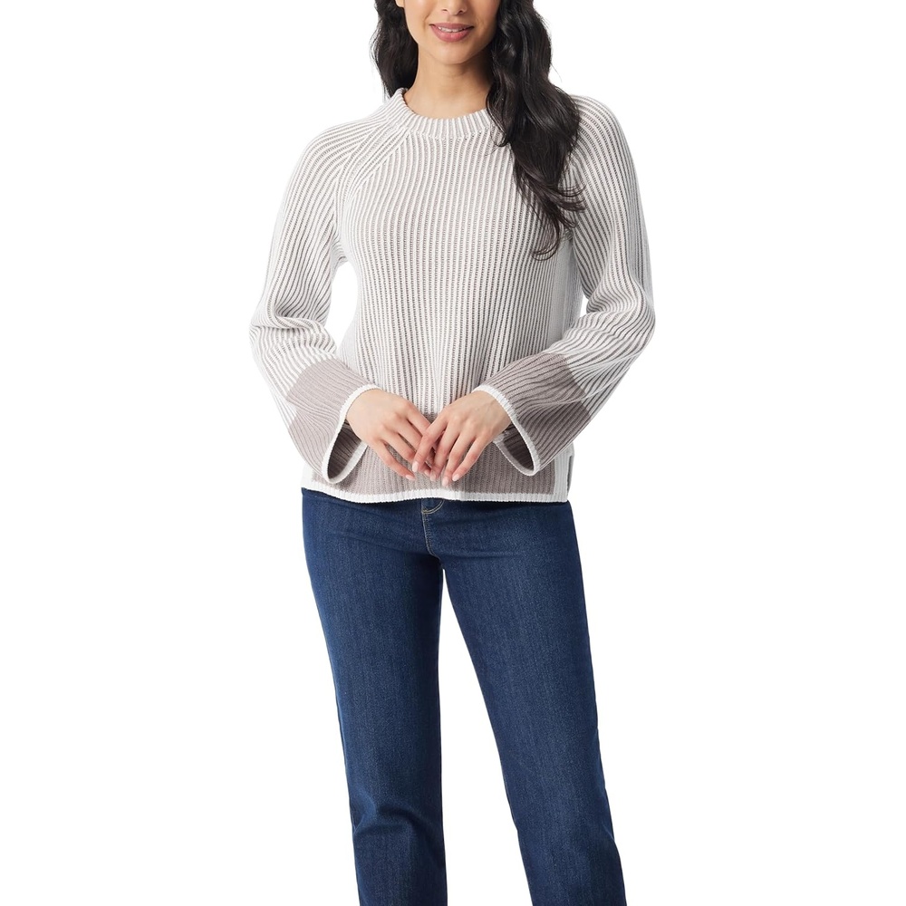 image:imageGloria Vanderbilt Womens Bree Long Sleeve Pullover Sweater StandardVintage White Combo