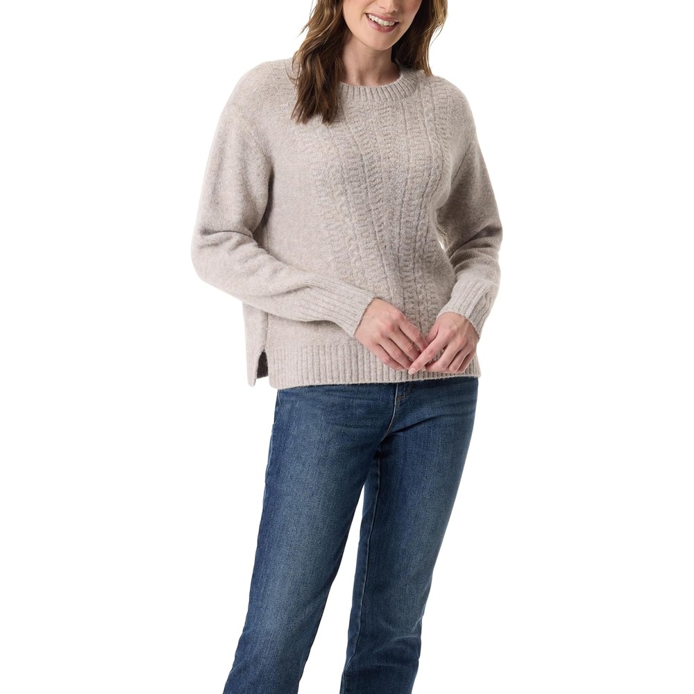 image:imageGloria Vanderbilt Womens Justine Crew Neck Textured Stitch Pullover Sweater StandardUbe Rouge Melange