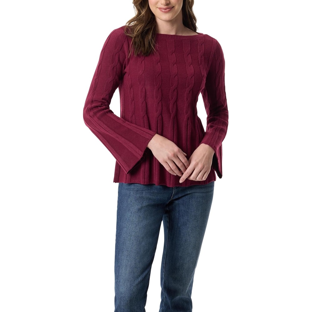 image:imageGloria Vanderbilt Womens Maren Boat Neck Cable Sweater Pullover StandardBurgundy Elixir