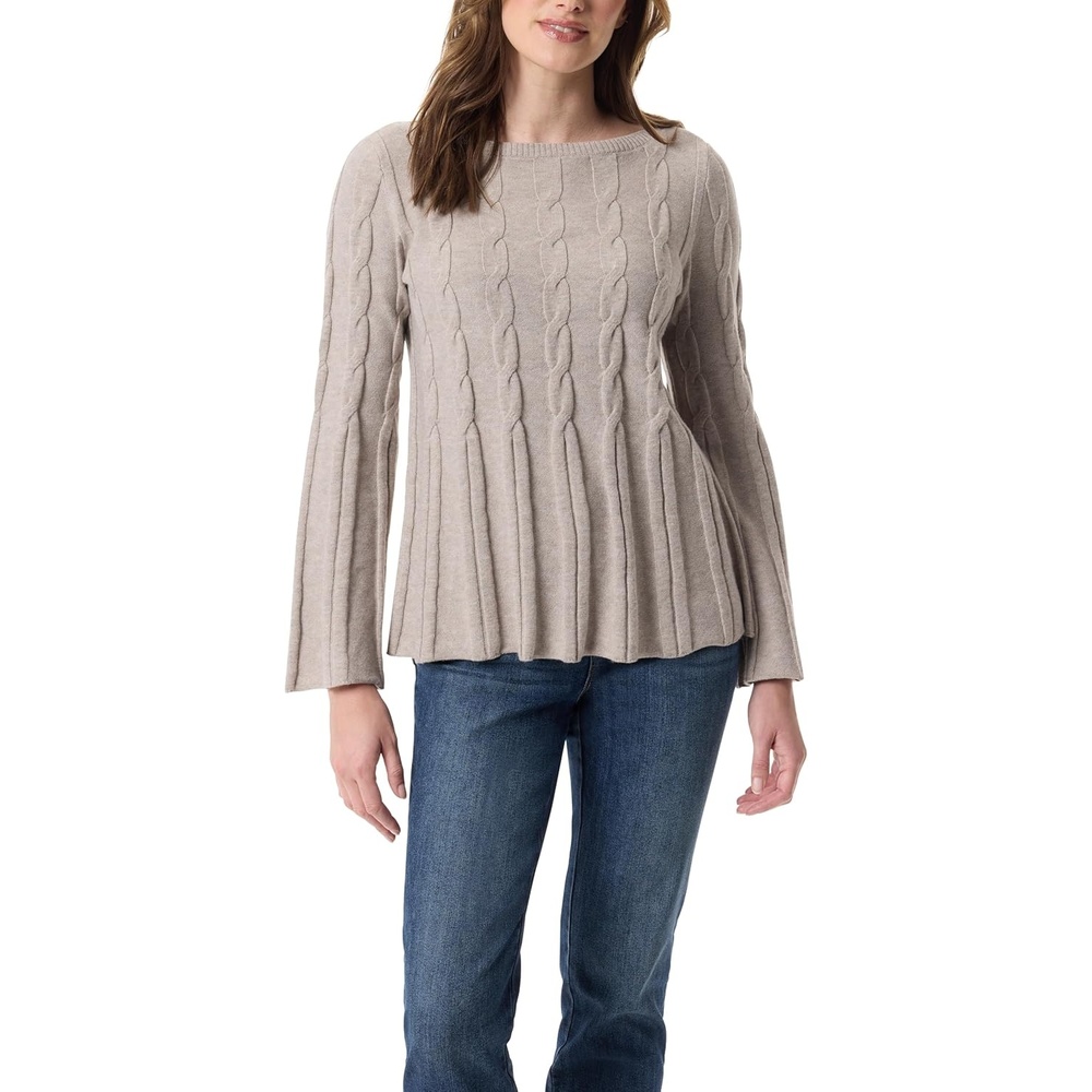 image:imageGloria Vanderbilt Womens Maren Boat Neck Cable Sweater Pullover StandardStonewood Melange
