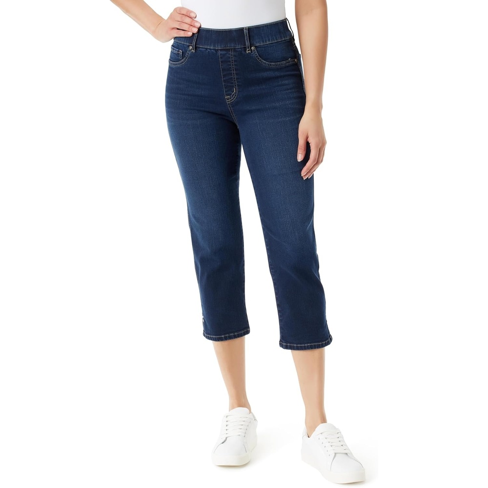 image:imageGloria Vanderbilt Womens Shape Effect Pull on High Rise Straight Leg Capri StandardHewlett Whiskers