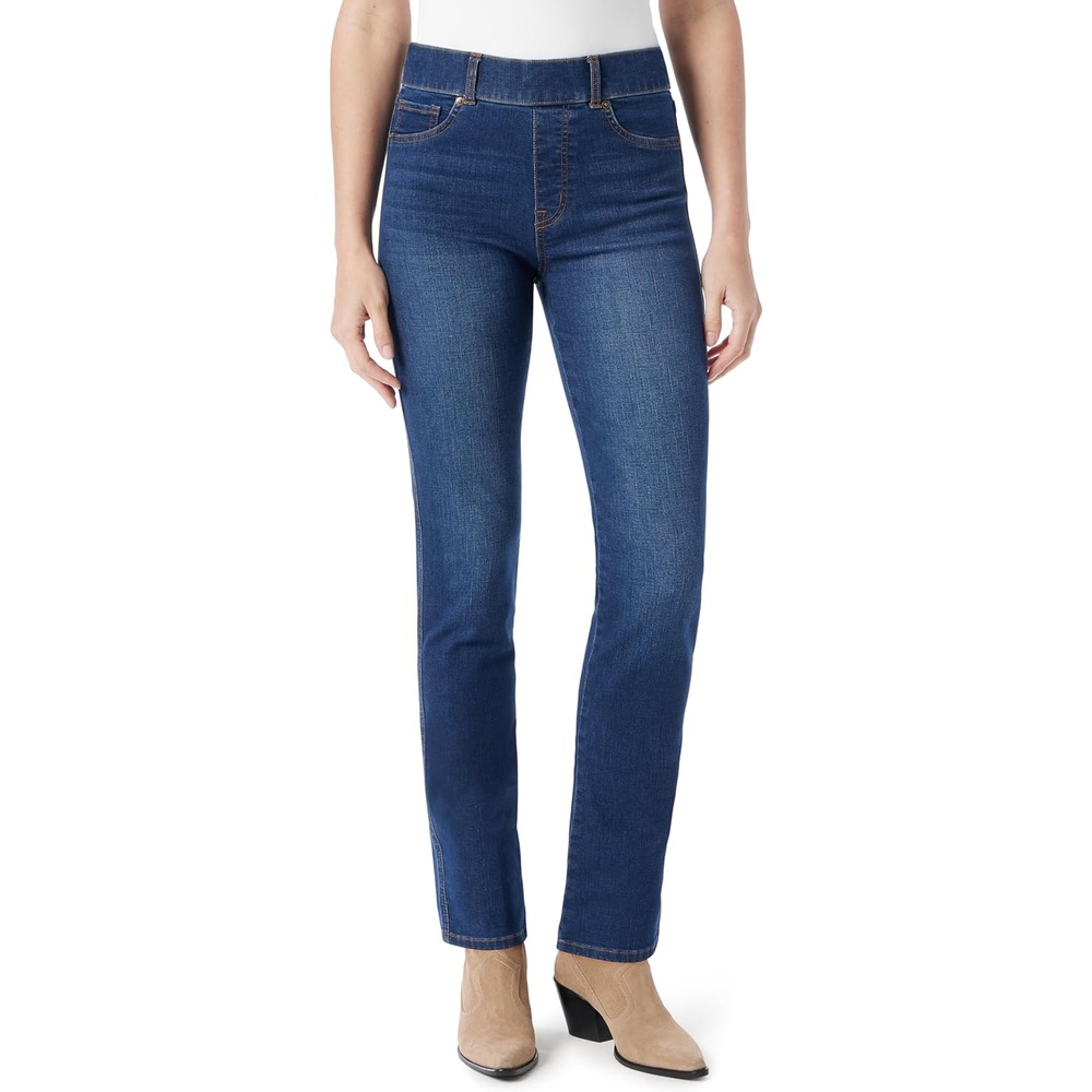 image:imageGloria Vanderbilt Womens Shape Effect Pull on High Rise Straight Leg Jean StandardAsheboro Whiskers