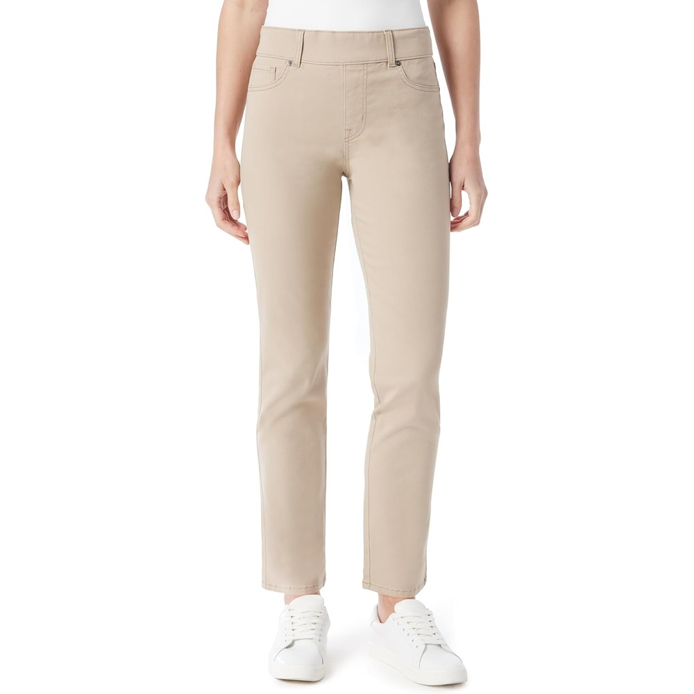 image:imageGloria Vanderbilt Womens Shape Effect Pull on High Rise Straight Leg Jean StandardFlaxen Wheat