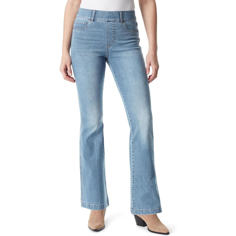 image:imageGloria Vanderbilt Womens Shape Effect Pull on High Rise Straight Leg Jean StandardSonoma Valley Whiskers