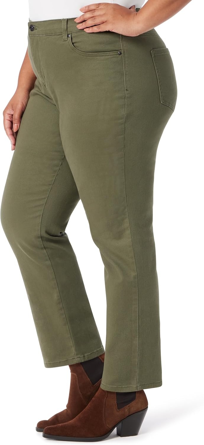image:imageGloria Vanderbilt Womens Amanda Classic High Rise Tapered Jean Plus SizeOlive Viridian