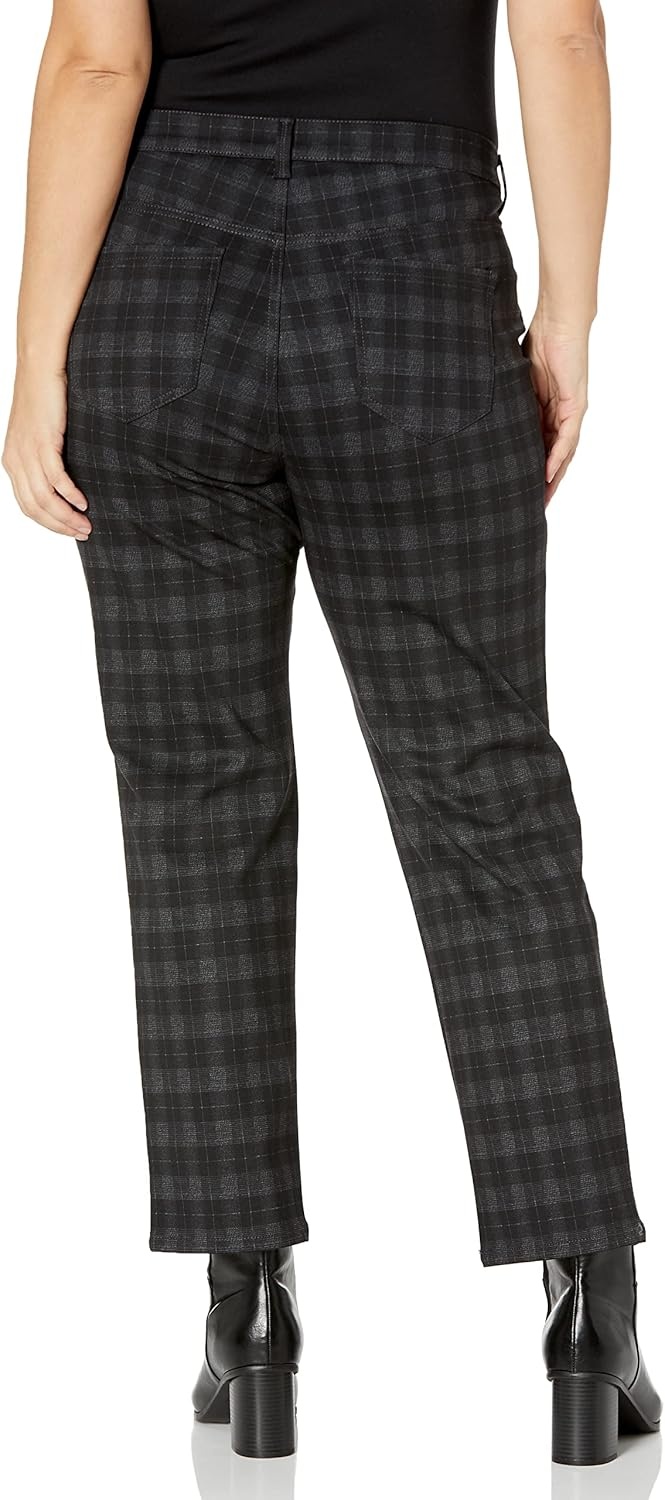 image:imageGloria Vanderbilt Womens Amanda Ponte High Rise Knit Pant PetiteAlbi Tartan Plaidds