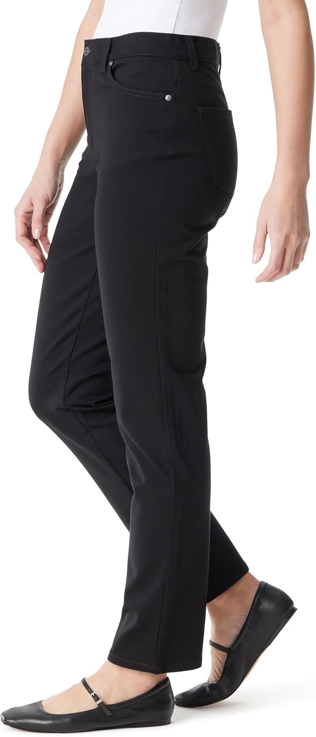 image:imageGloria Vanderbilt Womens Amanda Ponte High Rise Knit Pant PetiteBlack