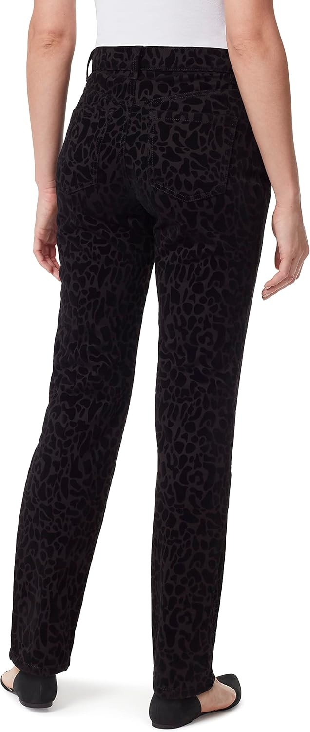 image:imageGloria Vanderbilt Womens Amanda Ponte High Rise Knit Pant PetiteFlocked Animal