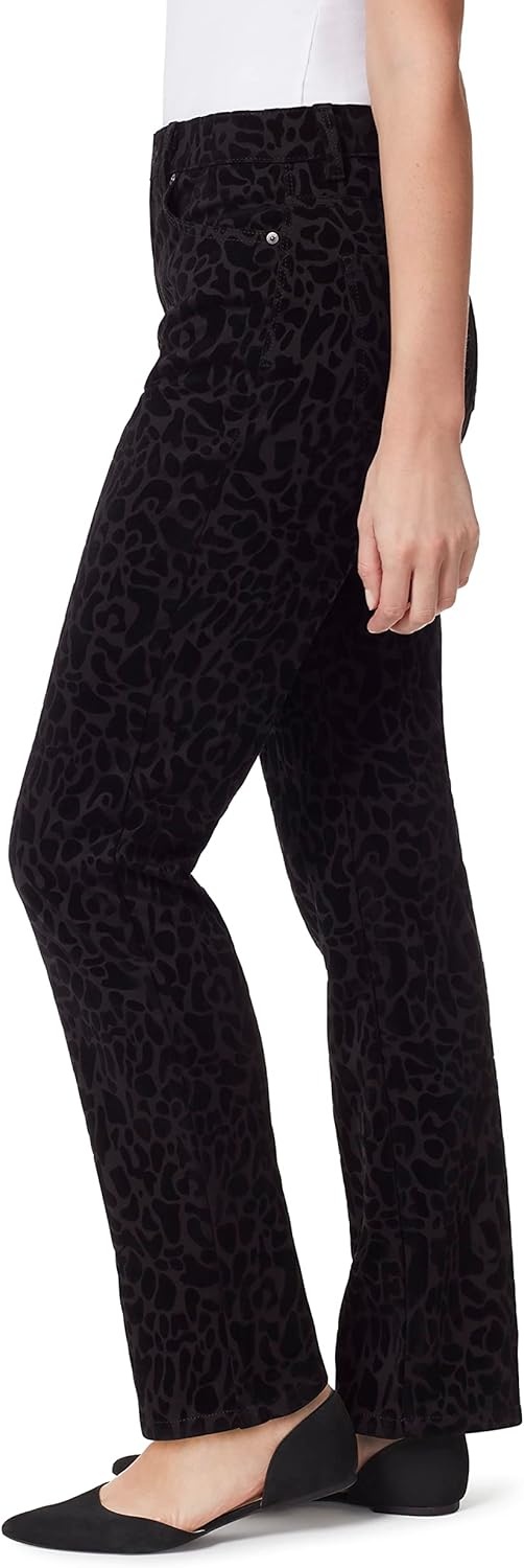 image:imageGloria Vanderbilt Womens Amanda Ponte High Rise Knit Pant PetiteFlocked Animal