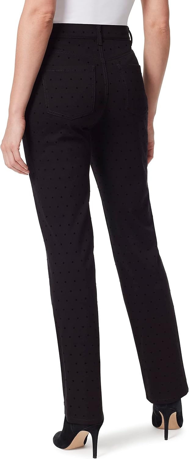 image:imageGloria Vanderbilt Womens Amanda Ponte High Rise Knit Pant PetiteFlocked Polka Dot