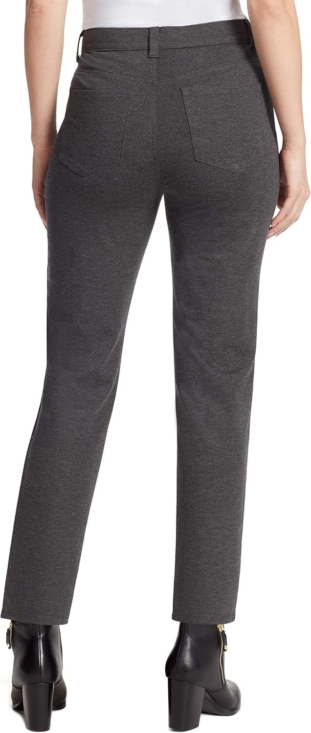 image:imageGloria Vanderbilt Womens Amanda Ponte High Rise Knit Pant PetiteHeather Grey