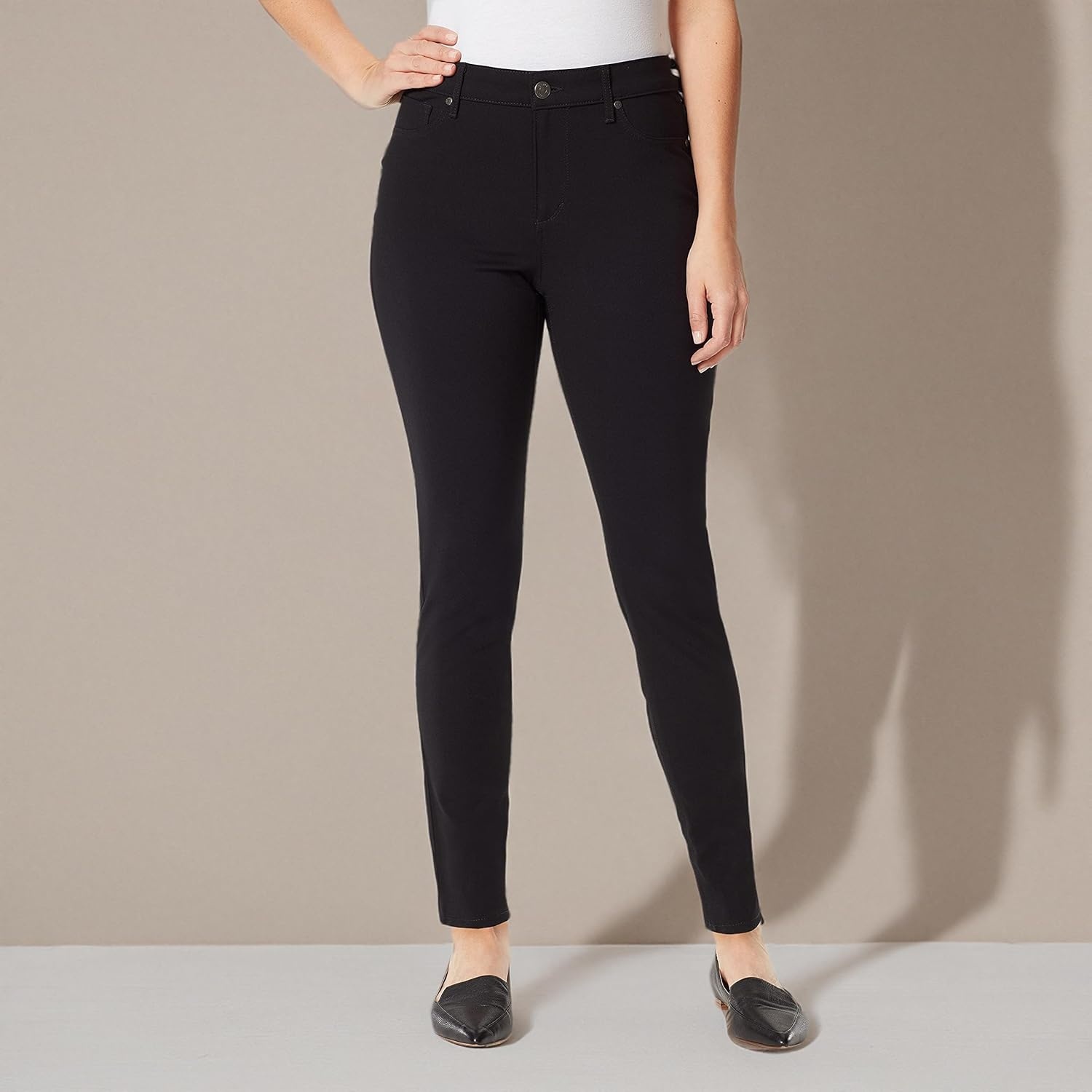 image:imageGloria Vanderbilt Womens Amanda Ponte High Rise Knit Pant StandardBlackds