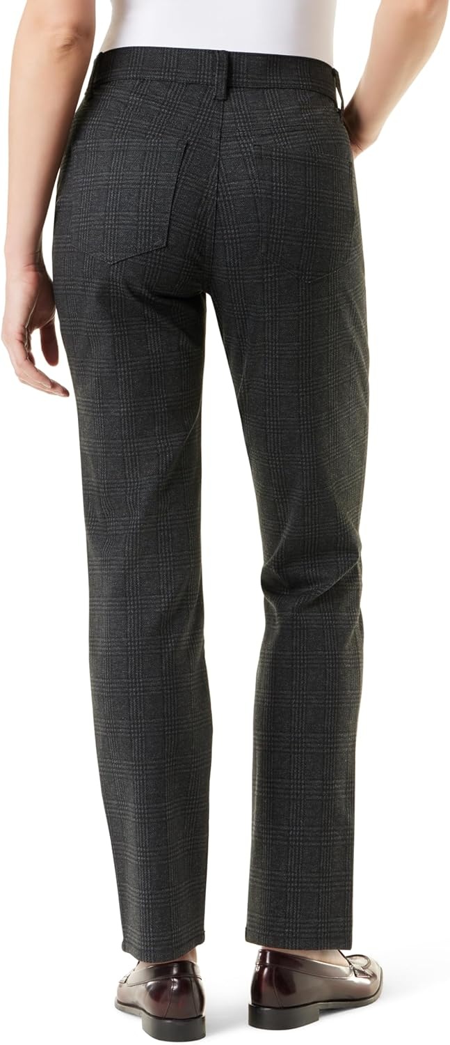 image:imageGloria Vanderbilt Womens Amanda Ponte High Rise Knit Pant StandardGrey Dusk Marilyn Plaid