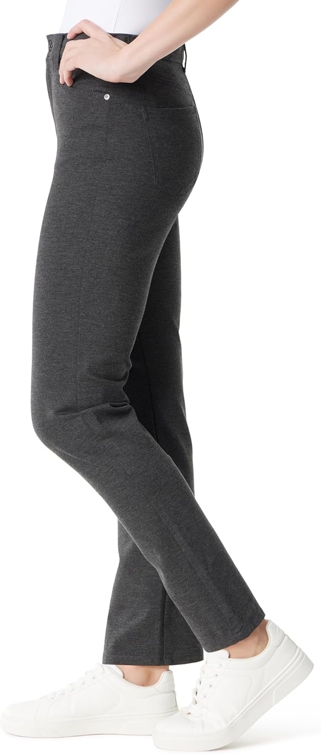 image:imageGloria Vanderbilt Womens Amanda Ponte High Rise Knit Pant StandardHeather Grey