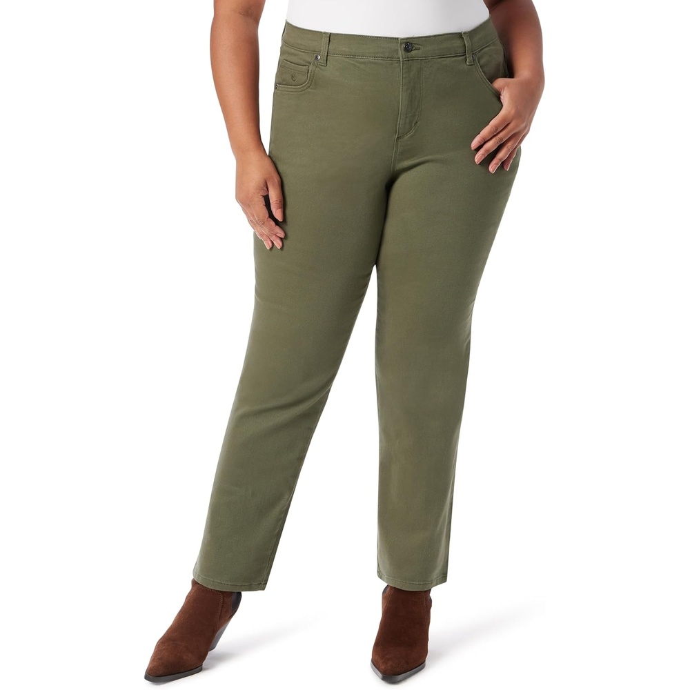 image:imageGloria Vanderbilt Womens Amanda Classic High Rise Tapered Jean PlusOlive Viridian