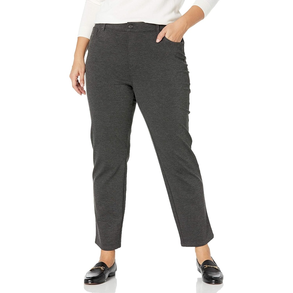 image:imageGloria Vanderbilt Womens Amanda Ponte High Rise Knit Pant PetiteHeather Grey