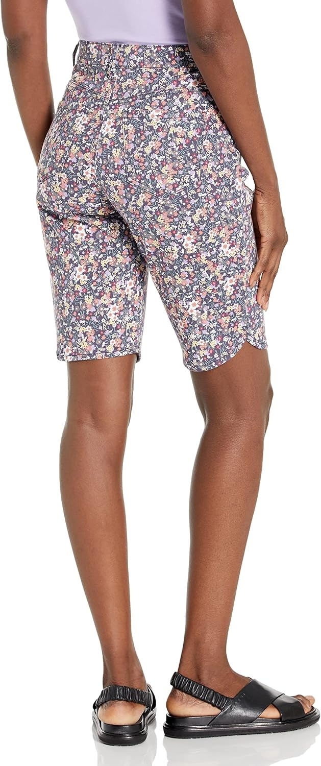 image:imageGloria Vanderbilt Womens Amanda Bermuda ShortGraystone Wild Flowersds