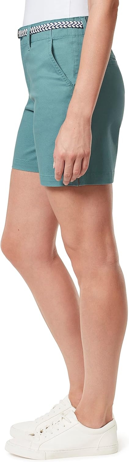 image:imageGloria Vanderbilt Womens Midrise Belted Trouser Short StandardAegean Teal