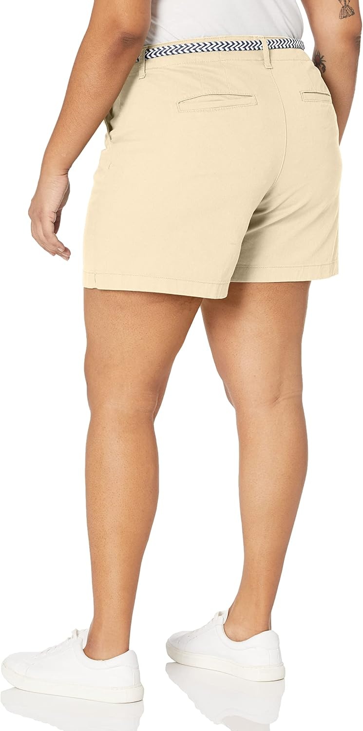 image:imageGloria Vanderbilt Womens Midrise Belted Trouser Short StandardAlmond Cream