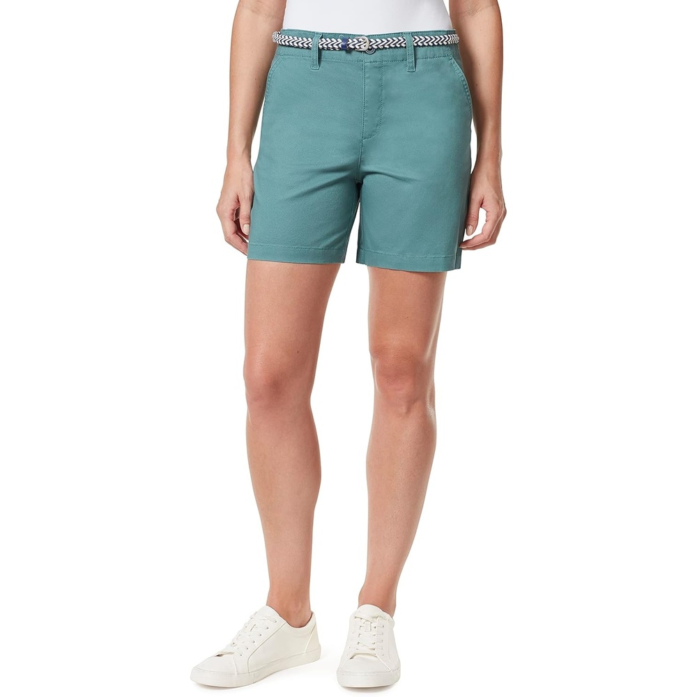 image:imageGloria Vanderbilt Womens Midrise Belted Trouser Short StandardAegean Teal