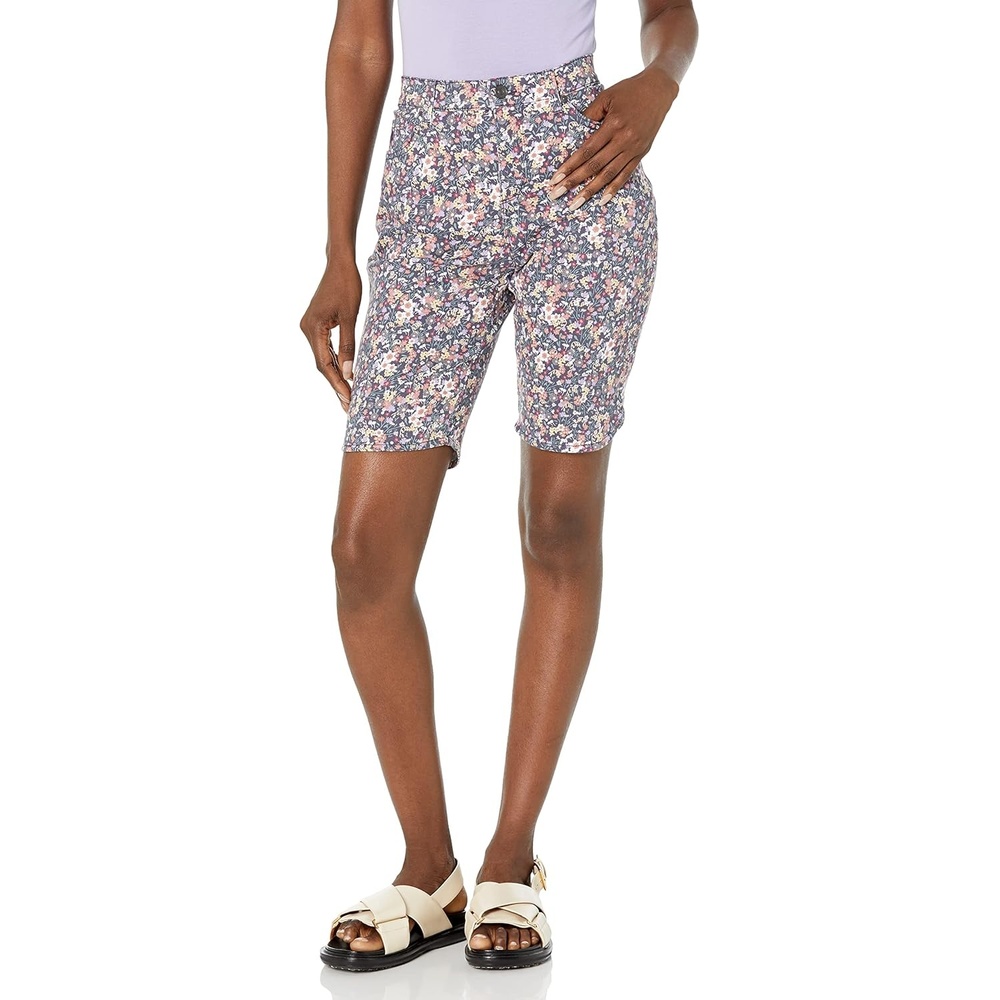 image:imageGloria Vanderbilt Womens Amanda Bermuda ShortGraystone Wild Flowers